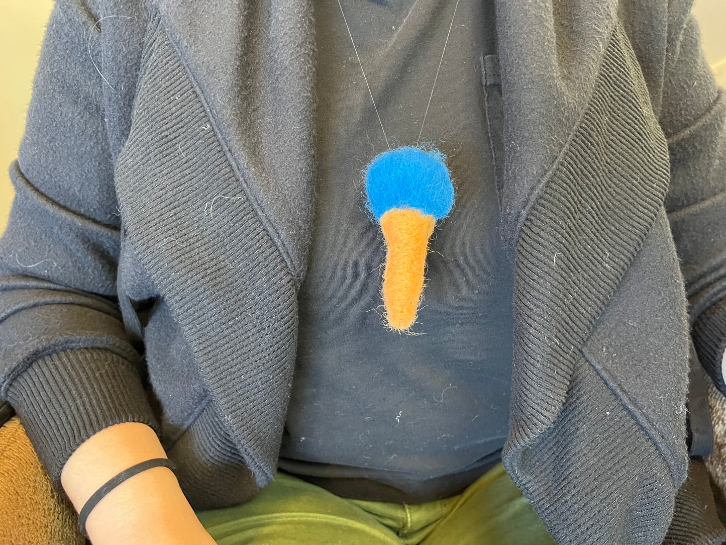 Needle Felted Ice Cream Cone Pendant