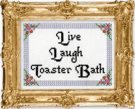 "Live, Laugh, Toaster Bath" Deluxe Cross Stitch Kit