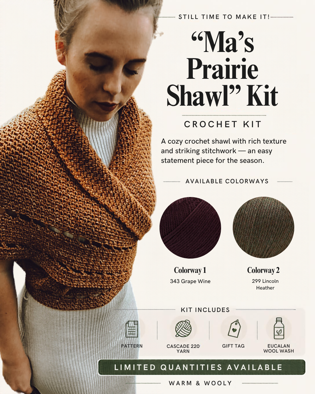 Still Time to Make It: Ma’s Prairie Shawl Kit (Crochet)
