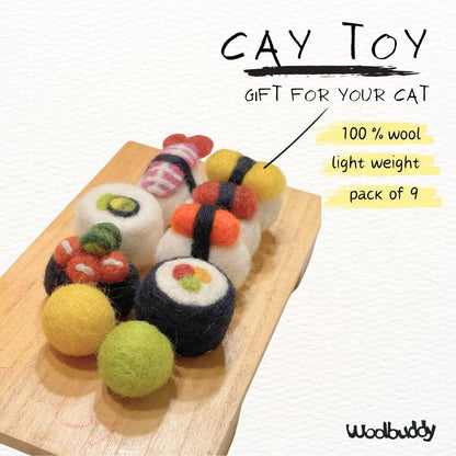 Handmade Wool Needle Felted Cat Sushi Toy