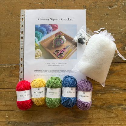 Granny Square Chicken Crochet Kit – Makes 3 Chickens