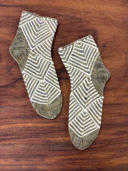 Striped Squares Socks (Tunisian Crochet) Kit