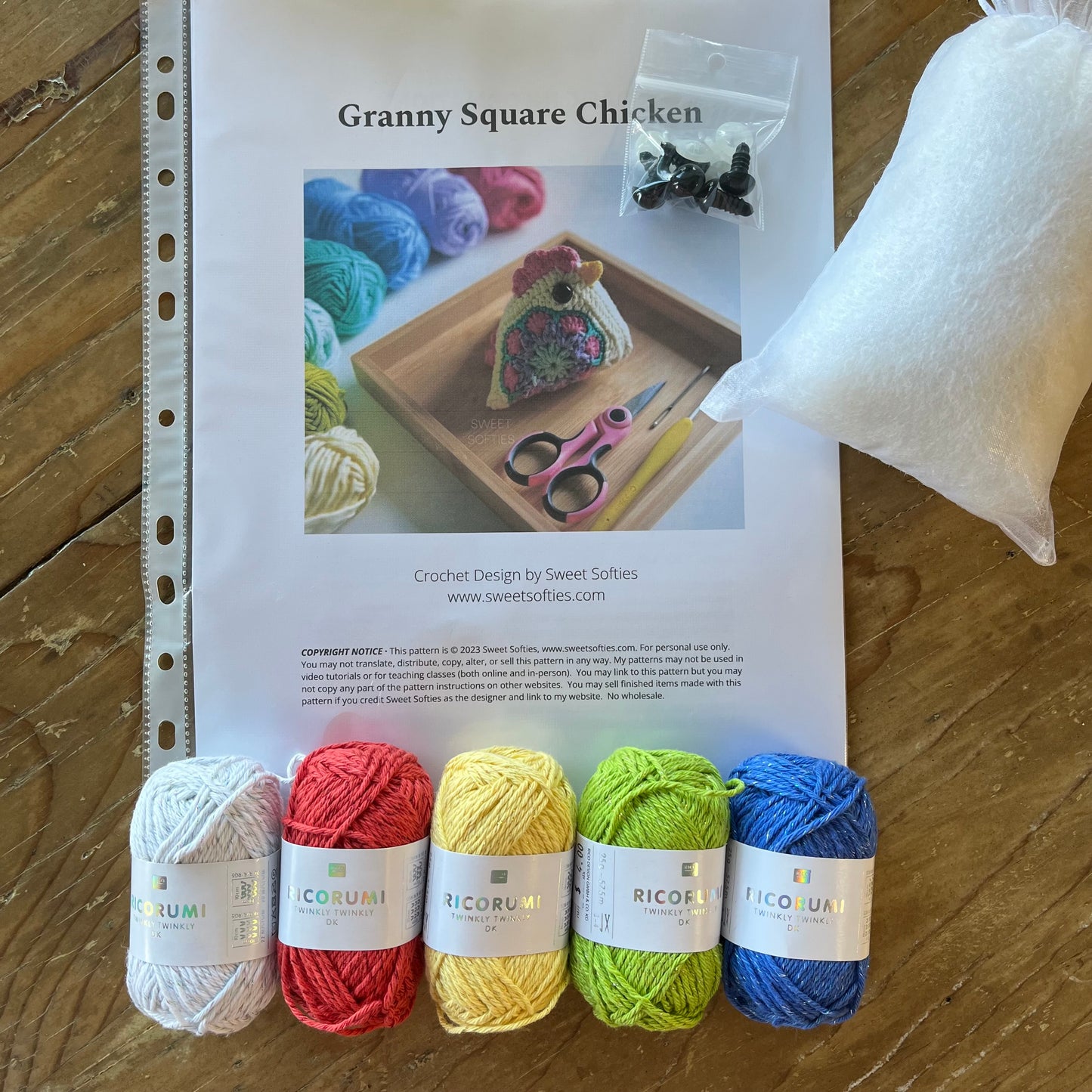 Granny Square Chicken Crochet Kit – Makes 3 Chickens
