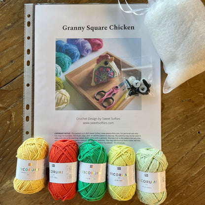 Granny Square Chicken Crochet Kit – Makes 3 Chickens