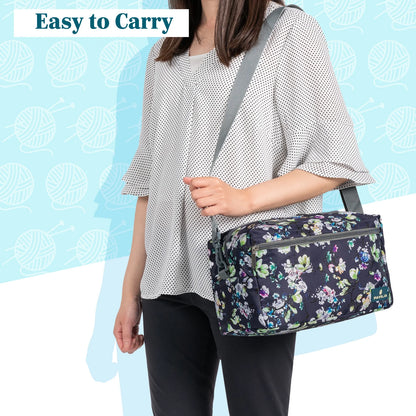 Yarn Organizer Floral Gray Project Bag