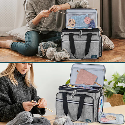 Yarn Organizer Heather Gray Large Project Bag
