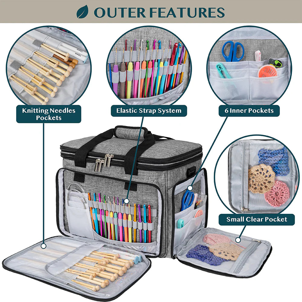 Yarn Organizer Heather Gray Large Project Bag