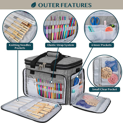 Yarn Organizer Heather Gray Large Project Bag