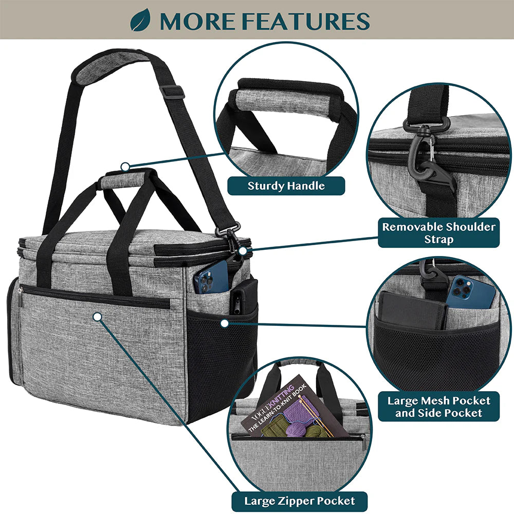 Yarn Organizer Heather Gray Large Project Bag