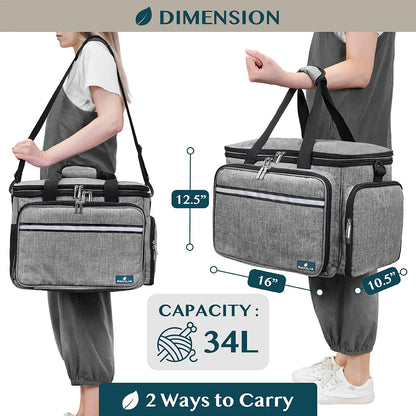 Yarn Organizer Heather Gray Large Project Bag