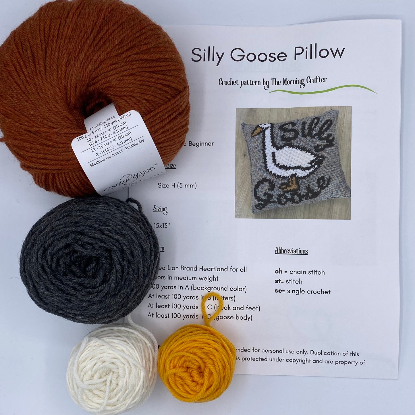 Silly Goose Crochet Pillow