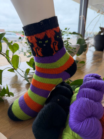 Bewitched Halloween Cat Socks (Knitting) Kit