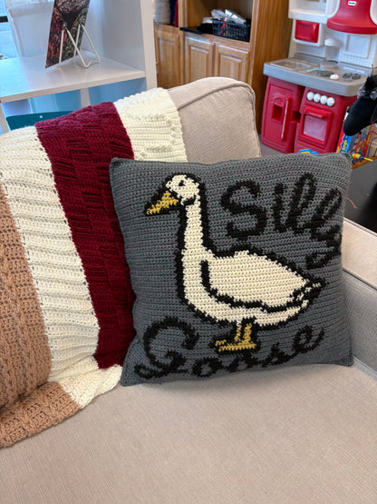 Silly Goose Crochet Pillow
