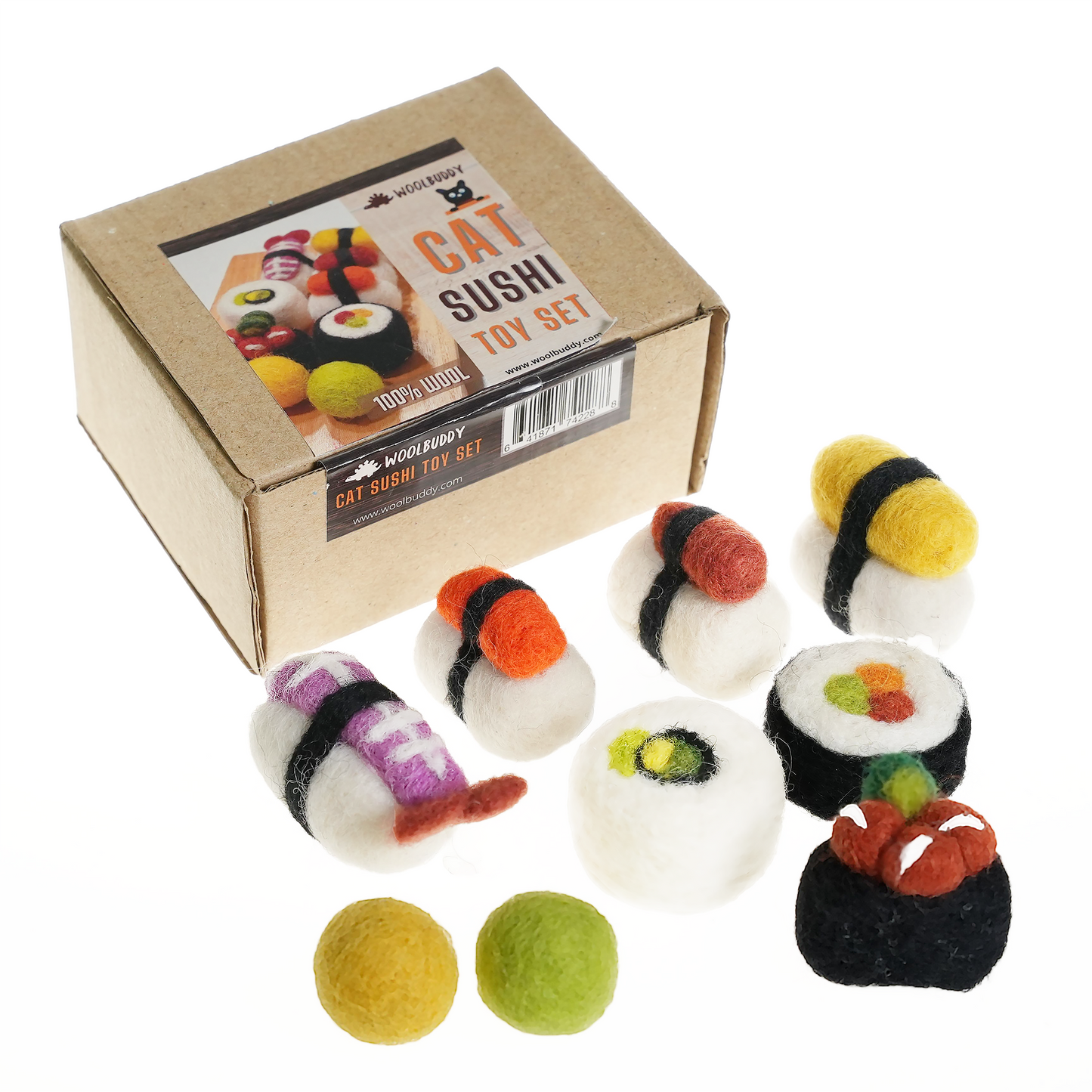 Handmade Wool Needle Felted Cat Sushi Toy