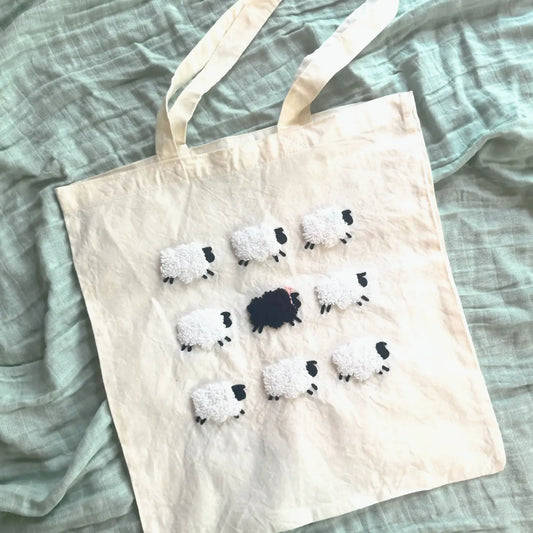 Baa Baa Black Sheep Tote Bag Punch Needle Kit